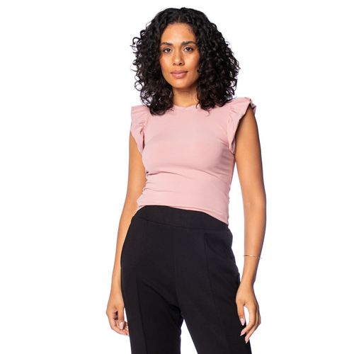 Blusa Feminina Babicat Canelada Babado Rosa