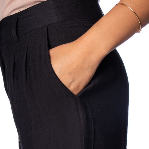 Short Feminino Pellini Frisos Cintura Alta Preto