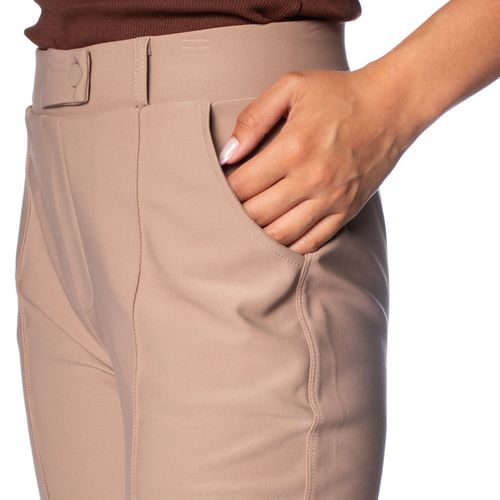 Calça Feminina Pellini Reta Cintura Alta Bege Escuro
