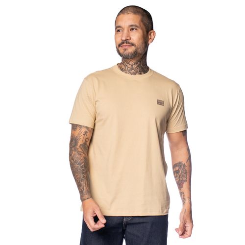 Camiseta Masculina Gangster Gola Canelada Bege