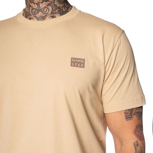 Camiseta Masculina Gangster Gola Canelada Bege