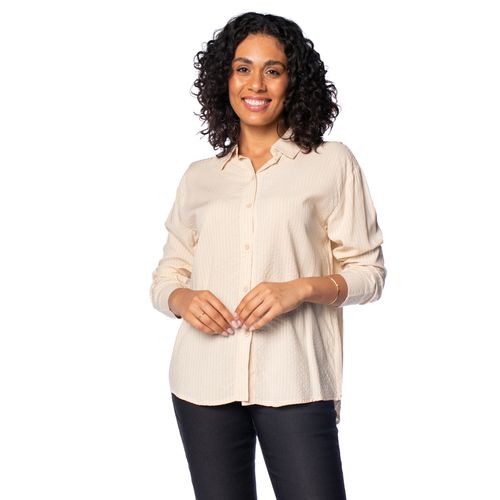 Camisa Feminina Pellini Listrada Manga Longa Bege