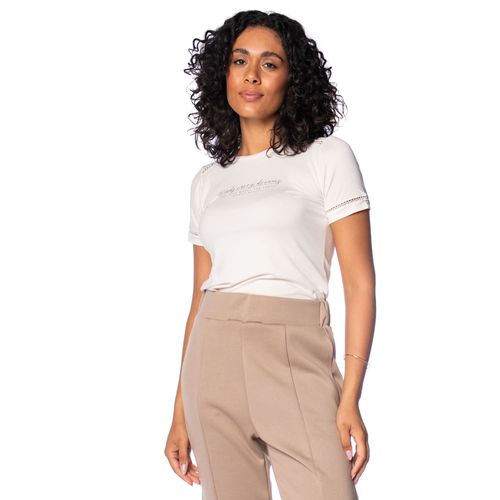 T-Shirt Feminina Olho Fatal Glitter e Bordado Off White