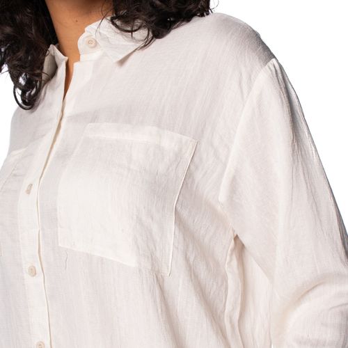 Camisa Feminina Pellini Bolsos Manga Longa Off White