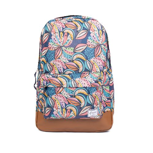 Mochila Yins Estampada Bananas Nylon Marinho/Multi