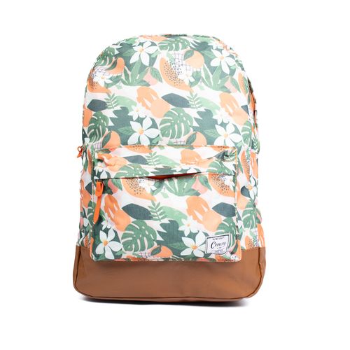 Mochila Yins Estampada Floral Nylon Verde/Multi