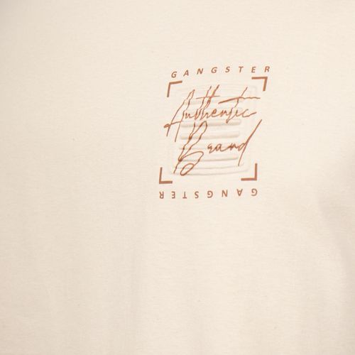 Camiseta Masculina Gangster Plus Size Algodão Creme