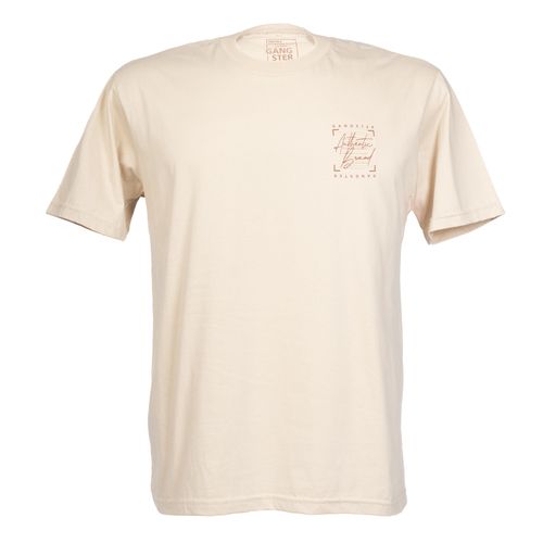 Camiseta Masculina Gangster Plus Size Algodão Creme