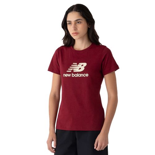 Camiseta Feminina New Balance Essentials Estampa Vinho/Bege