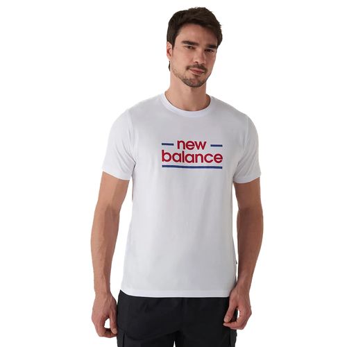 Camiseta Masculina New Balance Estampa Branco/Vermelho