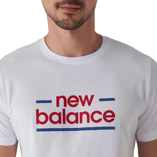 Camiseta Masculina New Balance Estampa Branco/Vermelho