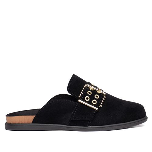Mule Feminino Moleca Fivela Camurça Preto
