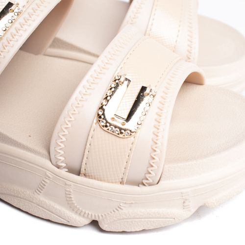 Sandália Feminina Mississipi Flatform Bege/Dourado