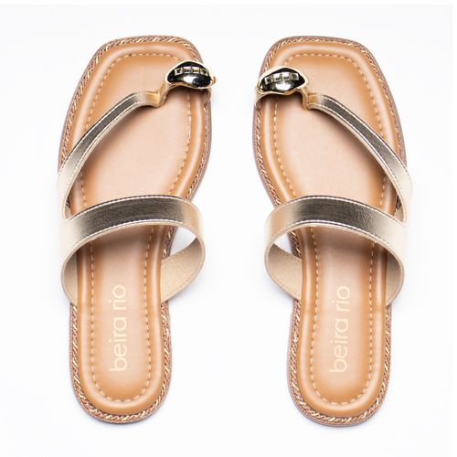 Rasteira Feminina Beira Rio Metalizado Dourado