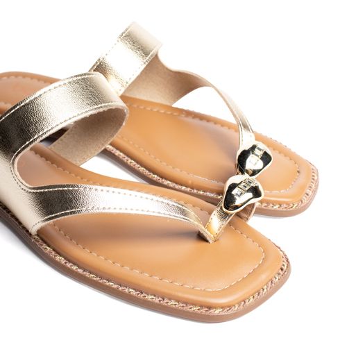 Rasteira Feminina Beira Rio Metalizado Dourado