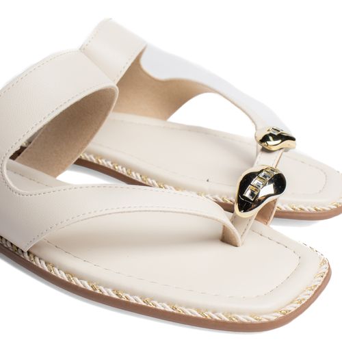 Rasteira Feminina Beira Rio Metalizado Off White