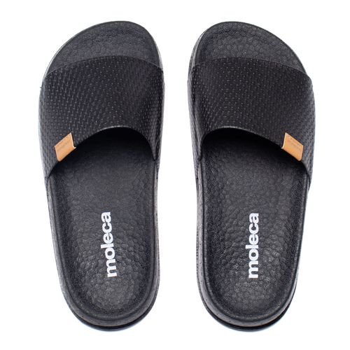 Chinelo Slide Feminino Moleca Flatform Texturizado Preto