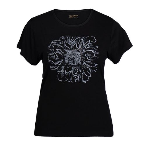 Blusa Feminina Vitória Plus Size Floral Strass Preto