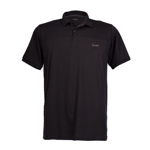 Camiseta Polo Masculina Gangster Plus Size Textura Preto