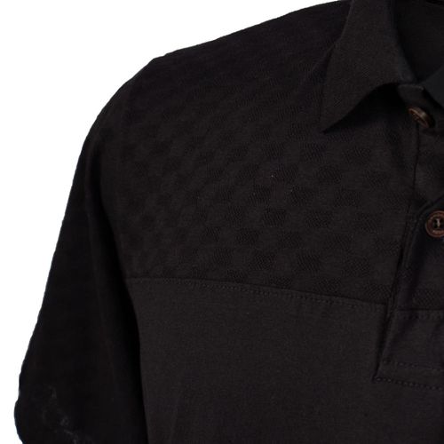 Camiseta Polo Masculina Gangster Plus Size Textura Preto