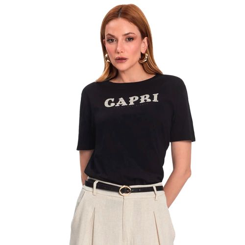 Camiseta Feminina Rovitex Estampa Preto
