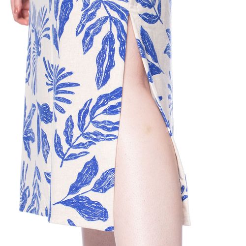 Vestido Feminino Rechsul Estampado Manga Princesa Azul/bege