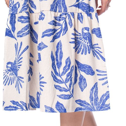 Vestido Feminino Rechsul Estampa Tropical Azul/bege