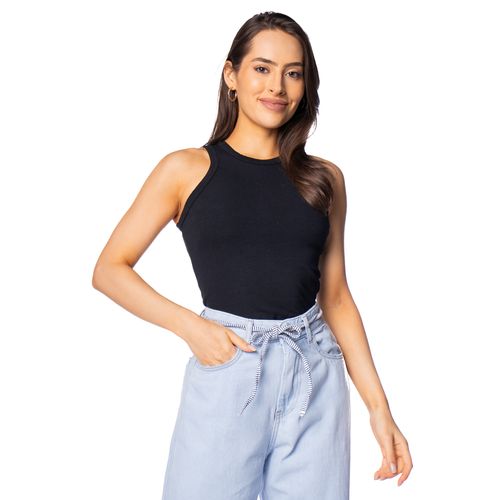 Cropped Feminino Feliny Canelado Preto