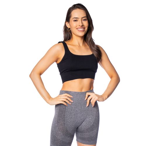 Top Feminino Sea Surf Canelado Sustentação Preto
