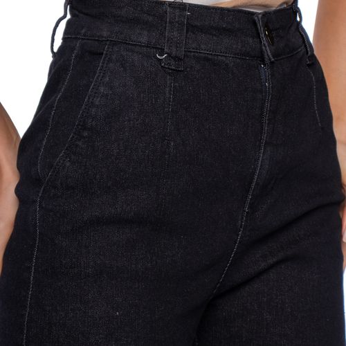 Calça Sarja Feminina Bless Denim Wide Leg Preto Mescla