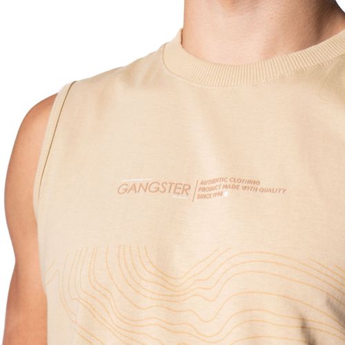 Regata Masculina Gangster Estampa Linhas Caqui