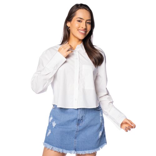 Camisa Feminina The Style Box Social Cropped Branco