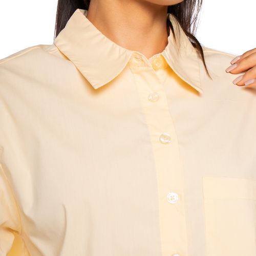 Camisa Feminina The Style Box Social Cropped Amarelo