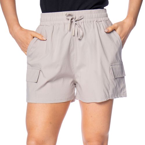 Short Feminino Facinelli Cintura Média Cargo Cinza Claro