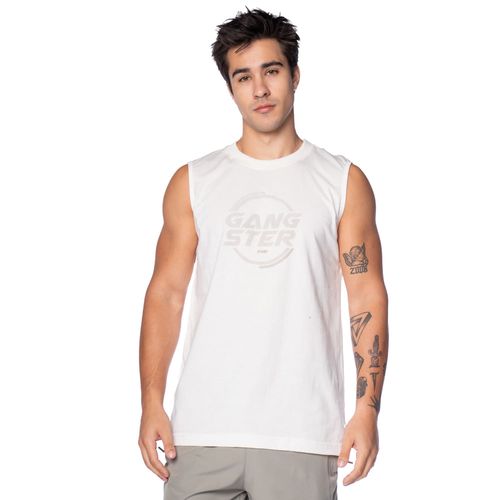 Regata Masculina Gangster Algodão Off White