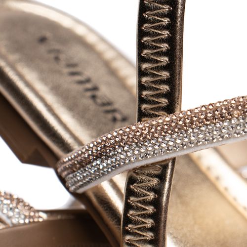 Sandália Rasteira Feminina Via Marte Tiras Strass Dourado