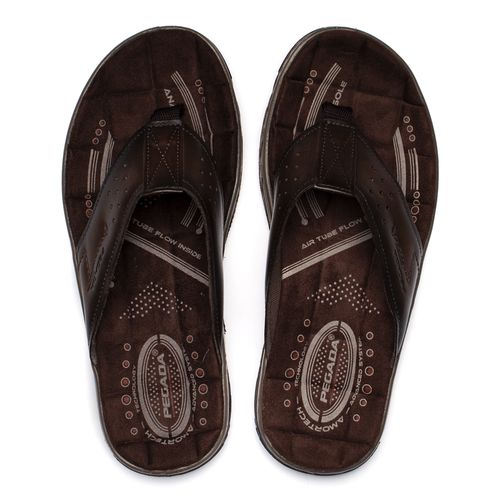Chinelo Masculino Pegada Anilina Couro Tiras Marrom