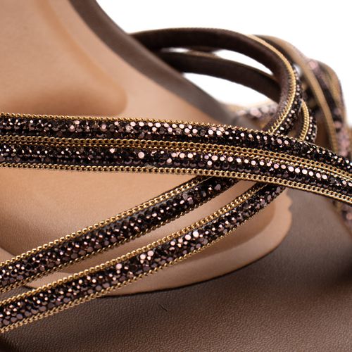 Sandália Feminina Vizzano Pelica Marrom/Dourado Salto Fino