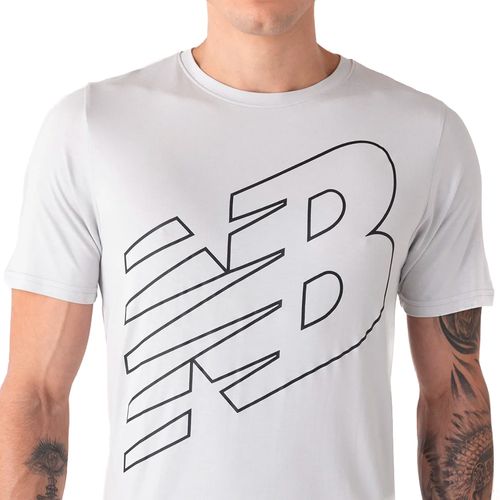 Camiseta Masculina New Balance Logo Performance Cinza Claro