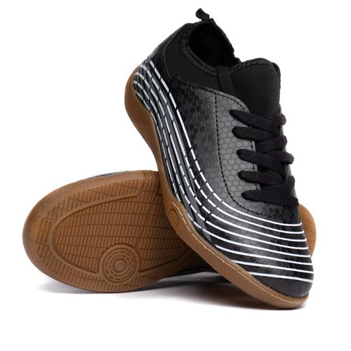 Chuteira Infantil Molekinho Futsal Napa Preto/Cinza