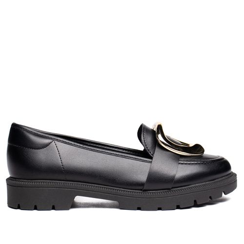 Mocassim Feminino Beira Rio Detalhe Dourado Preto
