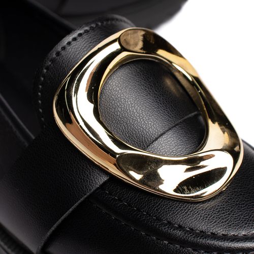 Mocassim Feminino Beira Rio Detalhe Dourado Preto