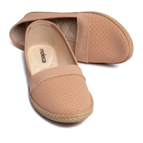 Sapatilha Feminina Moleca Nobuck Perfuros Nude