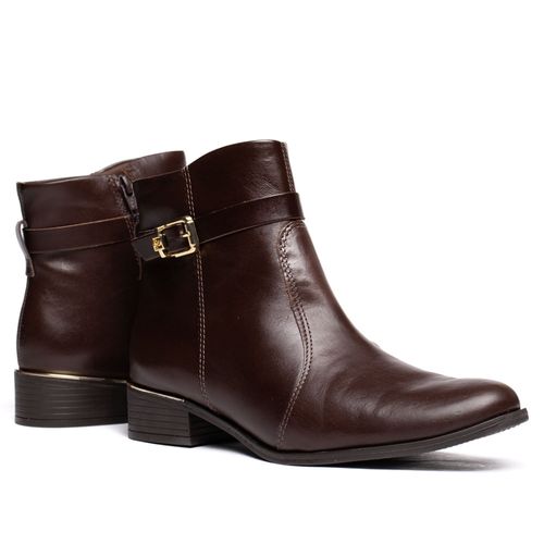 Bota Feminina Ramarim Cano Curto Couro Café