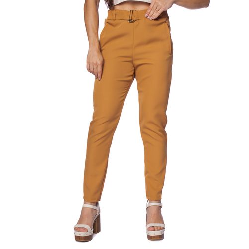 Calça Feminina Olho Fatal Alfaiataria Cintura Alta Caramelo