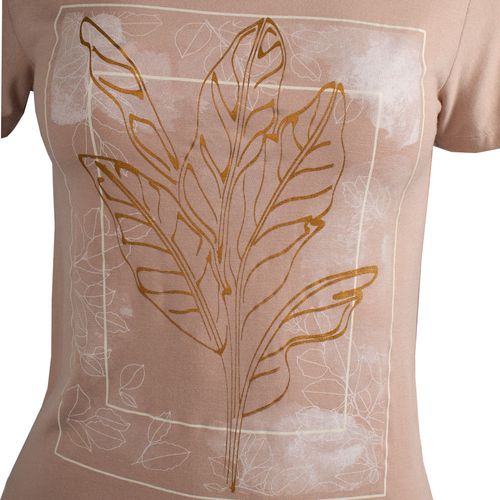 Blusa Feminina Vitória Floral Glitter Bege