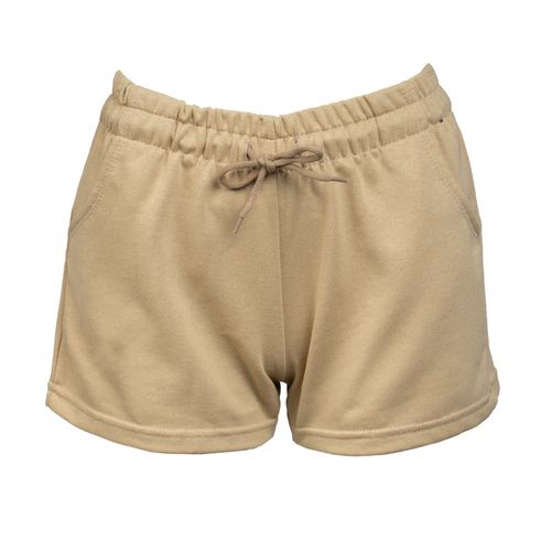 Short Feminino Desayner Bolsos Frontais Bege