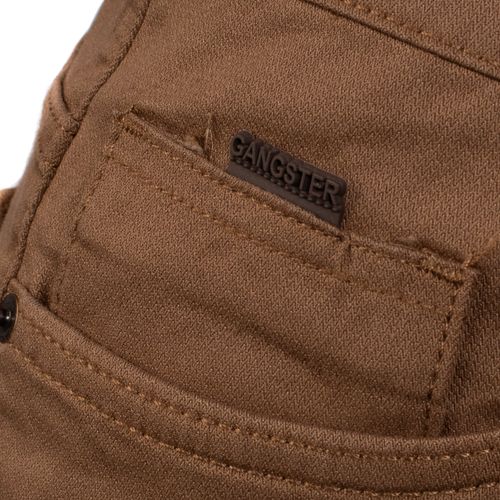 Calça Masculina Gangster Plus Size Sarja Regular Marrom