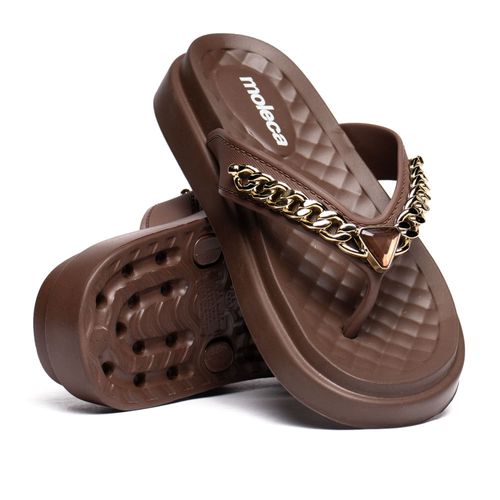 Chinelo Feminino Moleca Flatform Tira Dedo Marrom