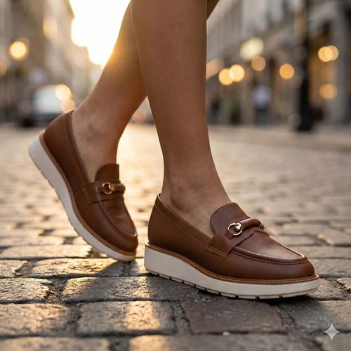 Mocassim Feminino Modare Adereço Dourado/Marrom